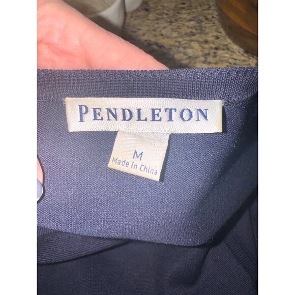 Pendleton Womens M Navy Silk Blend Button-Up Cardigan Sweater Preppy Minimalist - Picture 5 of 8